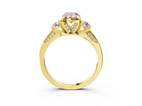 Yellow gold Fancy Pink Pear Cut Brilliant Three-Stone Diamond Ring with Pavé Band and Four-Prong Setting_6