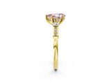 Yellow gold Fancy Pink Pear Cut Brilliant Three-Stone Pave Band with Four-Prong Setting_2