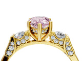 Yellow gold Fancy Pink Pear Cut Brilliant Three-Stone Pave Band with Four-Prong Setting_4