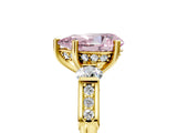 Yellow gold Fancy Pink Pear Cut Brilliant Three-Stone Pave Band with Four-Prong Setting_5