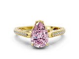Yellow gold Fancy Pink Pear  Cut Cathedral Pave Diamond Engagement Ring with Six-Prong Setting_32