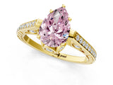 Yellow gold Fancy Pink Pear  Cut Cathedral Pave Diamond Engagement Ring with Six-Prong Setting_33
