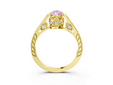 Yellow gold Fancy Pink Pear  Cut Cathedral Pave Diamond Engagement Ring with Six-Prong Setting_35