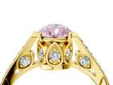 Yellow gold Fancy Pink Pear  Cut Cathedral Pave Diamond Engagement Ring with Six-Prong Setting_36