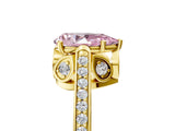 Yellow gold Fancy Pink Pear  Cut Cathedral Pave Diamond Engagement Ring with Six-Prong Setting_37