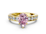 Yellow gold Fancy Pink Pear  Cut Channel Set Diamond Engagement Ring with Four-Prong Setting_230