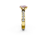 Yellow gold Fancy Pink Pear  Cut Channel Set Diamond Engagement Ring with Four-Prong Setting_232