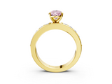 Yellow gold Fancy Pink Pear  Cut Channel Set Diamond Engagement Ring with Four-Prong Setting_233