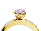 Yellow gold Fancy Pink Pear  Cut Channel Set Diamond Engagement Ring with Four-Prong Setting_234