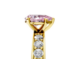 Yellow gold Fancy Pink Pear  Cut Channel Set Diamond Engagement Ring with Four-Prong Setting_235