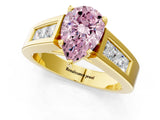Yellow gold Fancy Pink Pear Cut Cut Channel Set Solitaire Ring with Four-Prong Setting_1