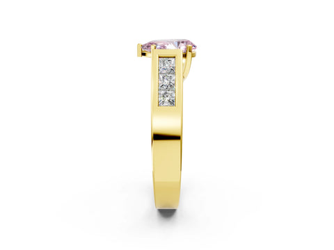 Yellow gold Fancy Pink Pear Cut Cut Channel Set Solitaire Ring with Four-Prong Setting_2