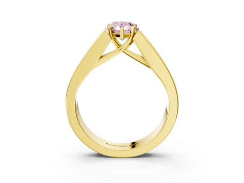 Yellow gold Fancy Pink Pear Cut Cut Channel Set Solitaire Ring with Four-Prong Setting_3