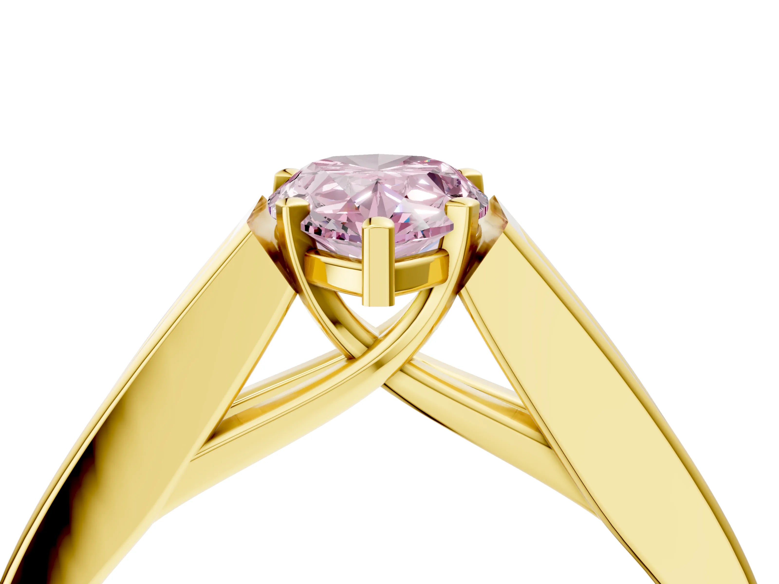 Yellow gold Fancy Pink Pear Cut Cut Channel Set Solitaire Ring with Four-Prong Setting_4