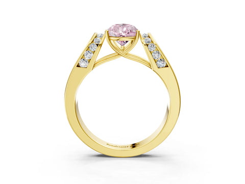 Yellow gold Fancy Pink Pear Cut Cut Diamond Channel Set Solitaire Ring with Four-Prong Setting_3