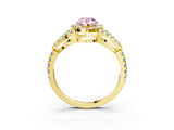 Yellow gold Fancy Pink Pear Cut Cut Diamond Halo Engagement Ring with Open Split Pavé Band_3