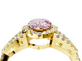 Yellow gold Fancy Pink Pear Cut Cut Diamond Halo Engagement Ring with Open Split Pavé Band_4