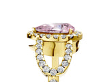 Yellow gold Fancy Pink Pear Cut Cut Diamond Halo Engagement Ring with Open Split Pavé Band_5