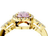 Yellow gold Fancy Pink Pear Cut Cut Halo Diamond Infinity Band with Four-Prong Setting_4