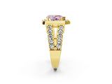 Yellow gold Fancy Pink Pear Cut Cut Halo Split Shank Prong Set Ring_2