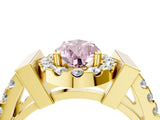 Yellow gold Fancy Pink Pear Cut Cut Halo Split Shank Prong Set Ring_4
