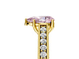 Yellow gold Fancy Pink Pear Cut Cut Pave Band Milgrain Solitaire Ring_5