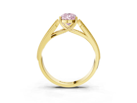 Yellow gold Fancy Pink Pear Cut Cut Pave Split Shank Engagement Ring with Four-Prong Setting_3
