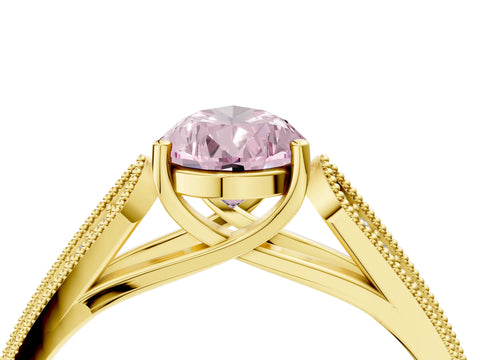 Yellow gold Fancy Pink Pear Cut Cut Pave Split Shank Engagement Ring with Four-Prong Setting_4