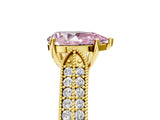 Yellow gold Fancy Pink Pear Cut Cut Pave Split Shank Engagement Ring with Four-Prong Setting_5