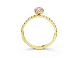 Yellow gold Fancy Pink Pear Cut Diamond Brilliant Solitaire Ring with Pavé Band and Four-Prong Setting_27