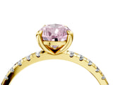 Yellow gold Fancy Pink Pear Cut Diamond Brilliant Solitaire Ring with Pavé Band and Four-Prong Setting_28