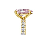 Yellow gold Fancy Pink Pear Cut Diamond Brilliant Solitaire Ring with Pavé Band and Four-Prong Setting_29