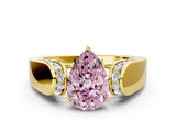 Yellow gold Fancy Pink Pear Cut Diamond Channel Set Solitaire Ring with Four-Prong Setting_12
