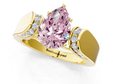 Yellow gold Fancy Pink Pear Cut Diamond Channel Set Solitaire Ring with Four-Prong Setting_13