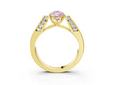Yellow gold Fancy Pink Pear Cut Diamond Channel Set Solitaire Ring with Four-Prong Setting_15