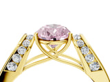 Yellow gold Fancy Pink Pear Cut Diamond Channel Set Solitaire Ring with Four-Prong Setting_16