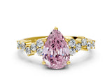 Yellow gold Fancy Pink Pear Cut Diamond Cluster Pavé Band with Four-Prong Setting_12