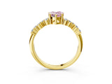 Yellow gold Fancy Pink Pear Cut Diamond Cluster Pavé Band with Four-Prong Setting_15