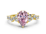 Yellow gold Fancy Pink Pear Cut Diamond Cluster Pavé Band with Four-Prong Setting_3