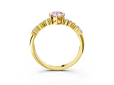 Yellow gold Fancy Pink Pear Cut Diamond Cluster Pavé Band with Four-Prong Setting_6