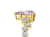 Yellow gold Fancy Pink Pear Cut Diamond Cluster Pavé Band with Four-Prong Setting_8