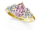 Yellow gold Fancy Pink Pear  Cut Diamond Cluster Ring with Round Accent Stones and Prong Setting on a Classic Band_53