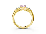 Yellow gold Fancy Pink Pear  Cut Diamond Cluster Ring with Round Accent Stones and Prong Setting on a Classic Band_55