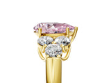 Yellow gold Fancy Pink Pear  Cut Diamond Cluster Ring with Round Accent Stones and Prong Setting on a Classic Band_57