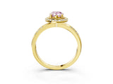 Yellow gold Fancy Pink Pear Cut Diamond Double Halo Ring with Split Shank and Four-Prong Setting_3