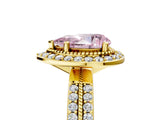 Yellow gold Fancy Pink Pear Cut Diamond Double Halo Ring with Split Shank and Four-Prong Setting_5