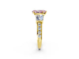 Yellow gold Fancy Pink Pear Cut Diamond Engagement Ring with Baguette Side Stones and Channel Set Band_22