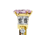 Yellow gold Fancy Pink Pear Cut Diamond Engagement Ring with Baguette Side Stones and Channel Set Band_25