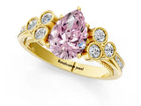 Yellow gold Fancy Pink Pear  Cut Diamond Engagement Ring with Bezel Set Round Side Stones and Prong Setting_53