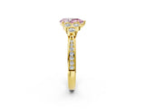 Yellow gold Fancy Pink Pear  Cut Diamond Engagement Ring with Bezel Set Round Side Stones and Prong Setting_54